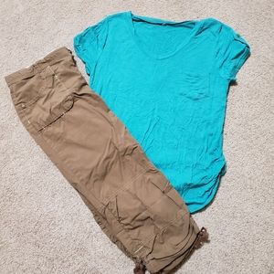 Aqua Pocket Sinched Scoop Neck Top